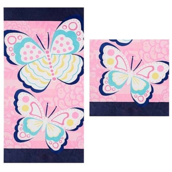 PB Kids Teen CLASSIC BUTTERFLY BEACH TOWEL 64x32 Kids Adult Pink Blue Teal - NEW - Picture 1 of 5